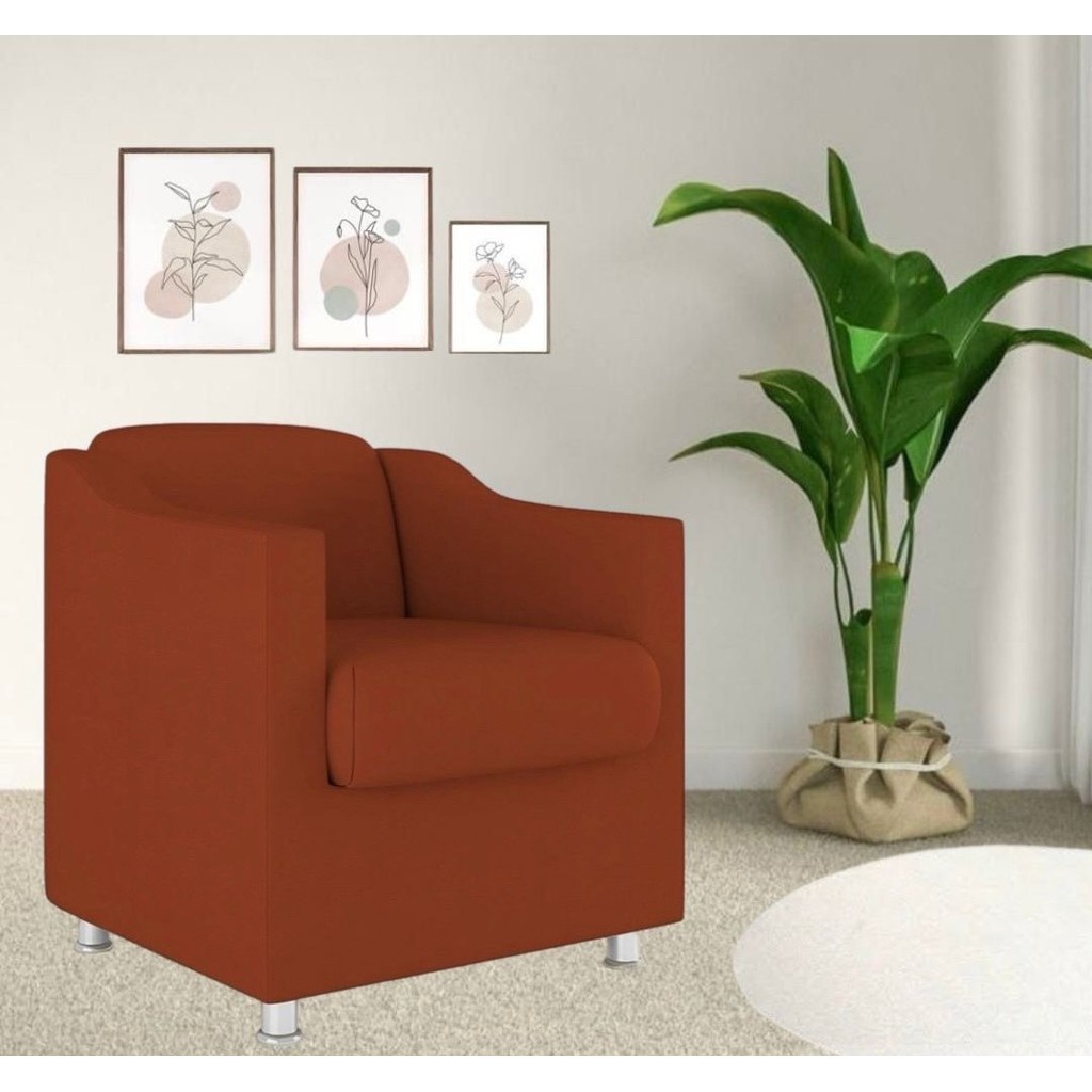 Cadeira Poltrona Decorativa Recepção Hospital Tecido Suede