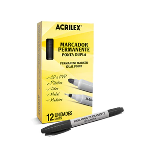MARCADOR PERMANETE MULTIUSO PONTA DUPLA ACRILEX