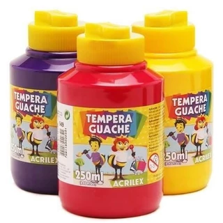 Tinta Tempera Guache Escolar Atóxica Acrilex - Pote 250ml