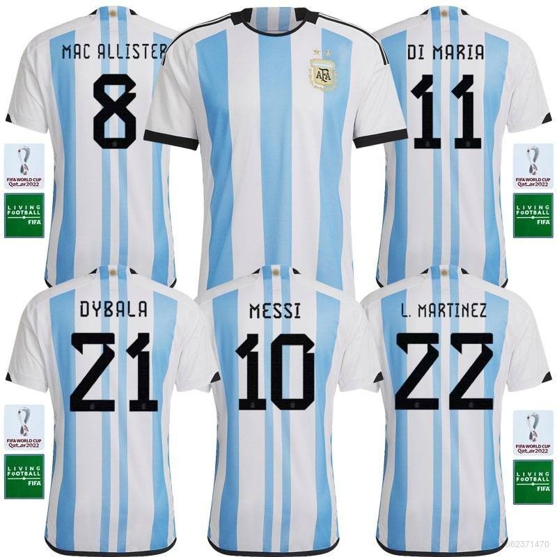 Mais 23-24 Copa Do Mundo Argentina Home Jersey Camisetas De Futebol Messi Di Maria Martinez Dybala Sports Top Player Versão