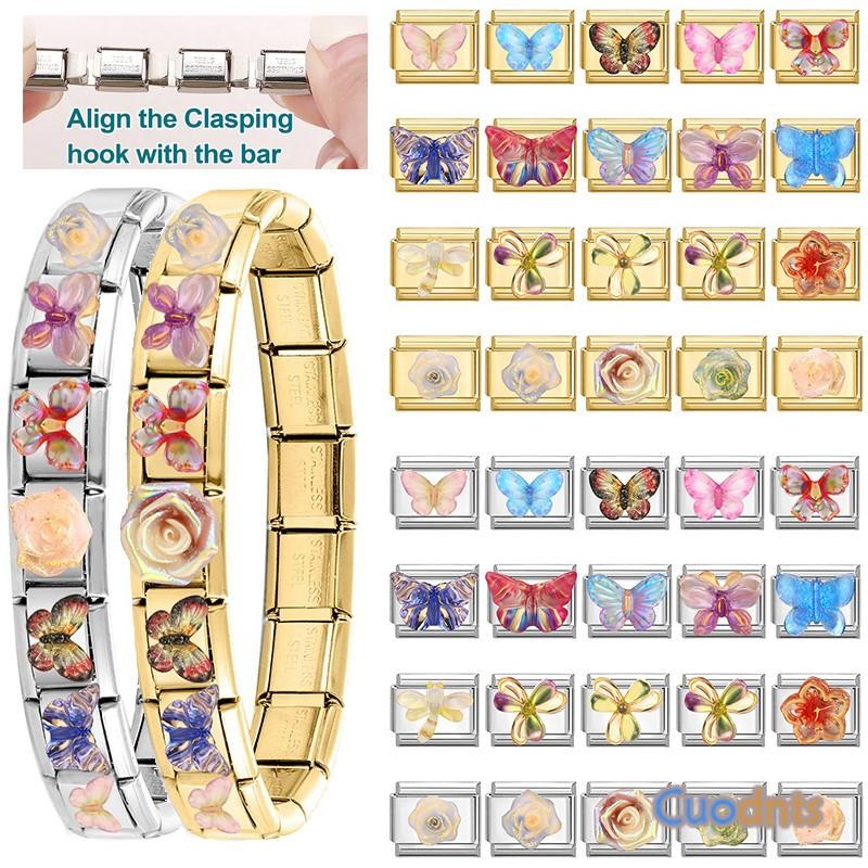 Quiges - Modulo Charm A Cuore Azzurro Per Bracciale Italian Links – Ciondolo 9mm In Stile Italiano Per Gioielli Fai Da Te