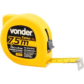 Trena com fita de aço de 7,5 m x 25 mm com trava - Vonder