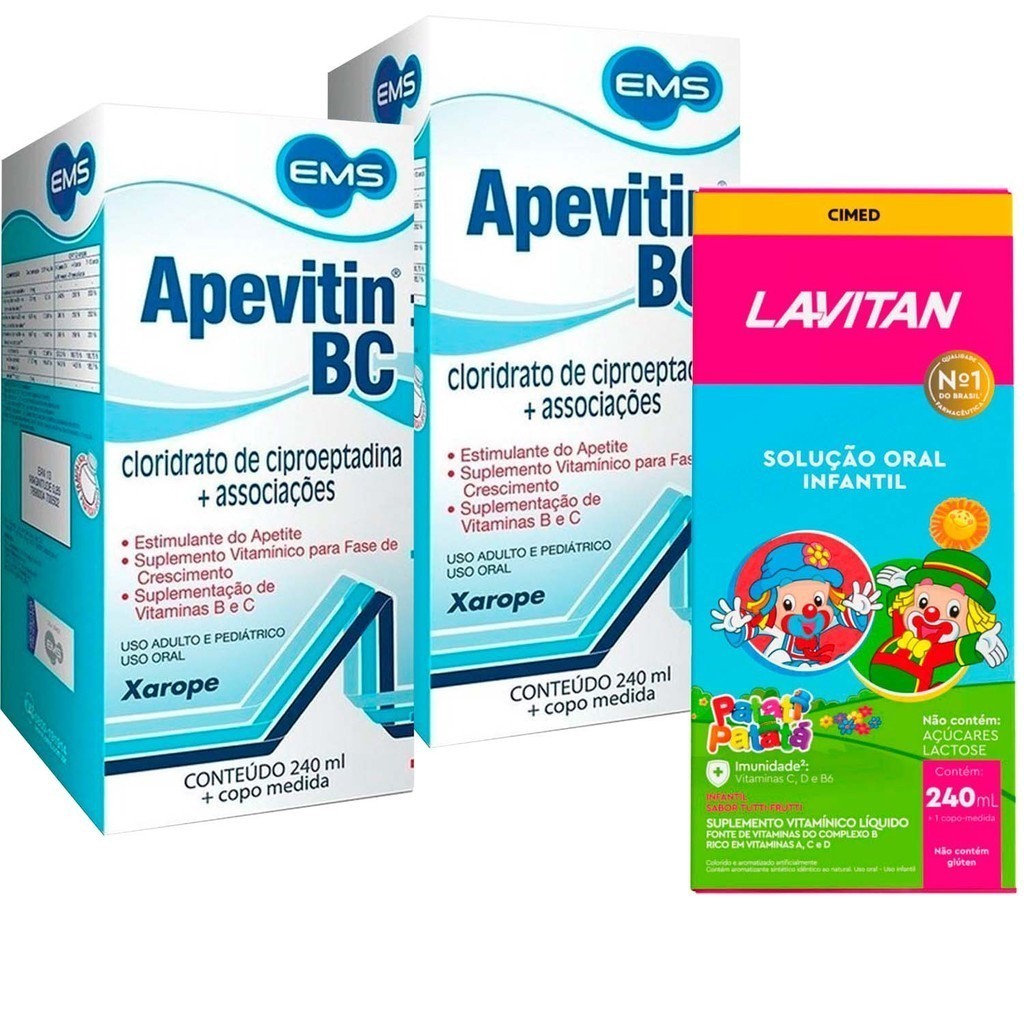 Kit 2 Apevitin Bc 240ml + Lavitan Kids Patati Patata Vitamina Infantil ...