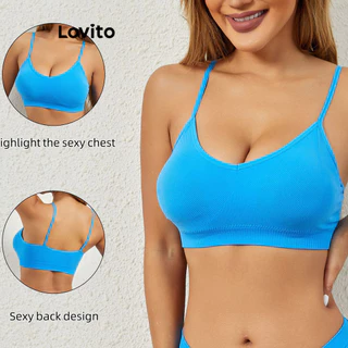 Lovito Esportivo Sutiã Top Feminino Liso com Costas Abertas LNL45088