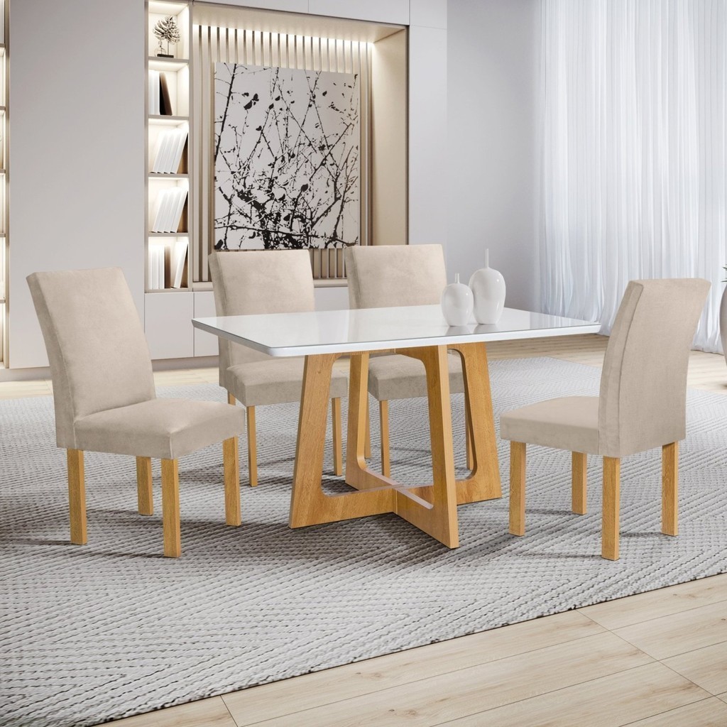 Conjunto Mesa Arizona 120cm com 4 Cadeiras Arizona Tampo Smart Plus com ...