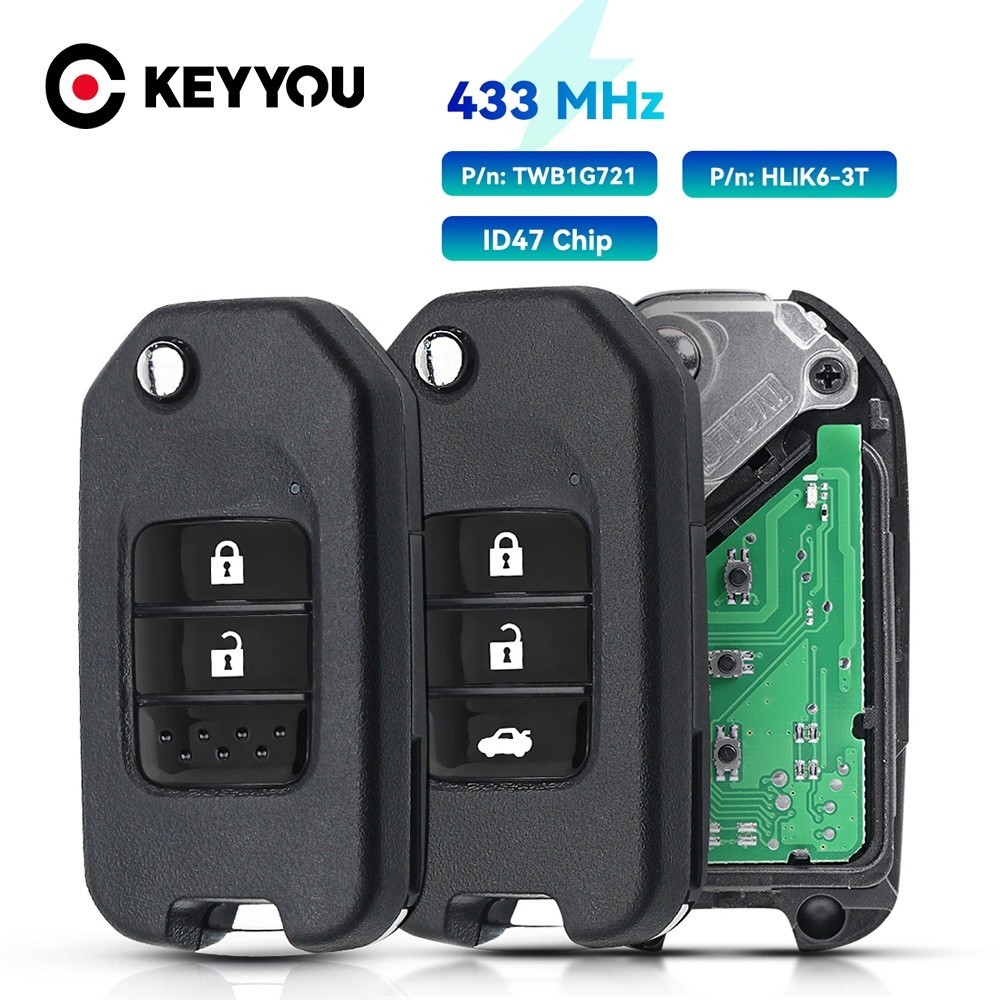 Controle Remoto Da Chave Do Carro 433MHz Para Honda Civic Accord