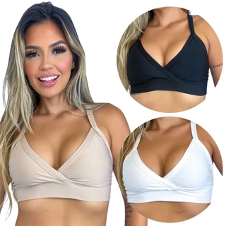 KIT com 3 Top Cropped de Academia Fitness Treino