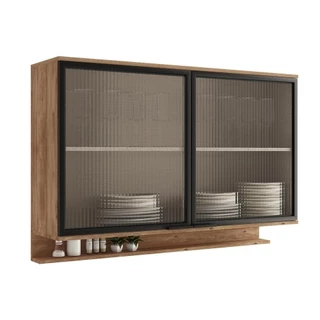 Aéreo de Cozinha 1200mm 2 Pts de Vidro Lótus Carraro Freijó