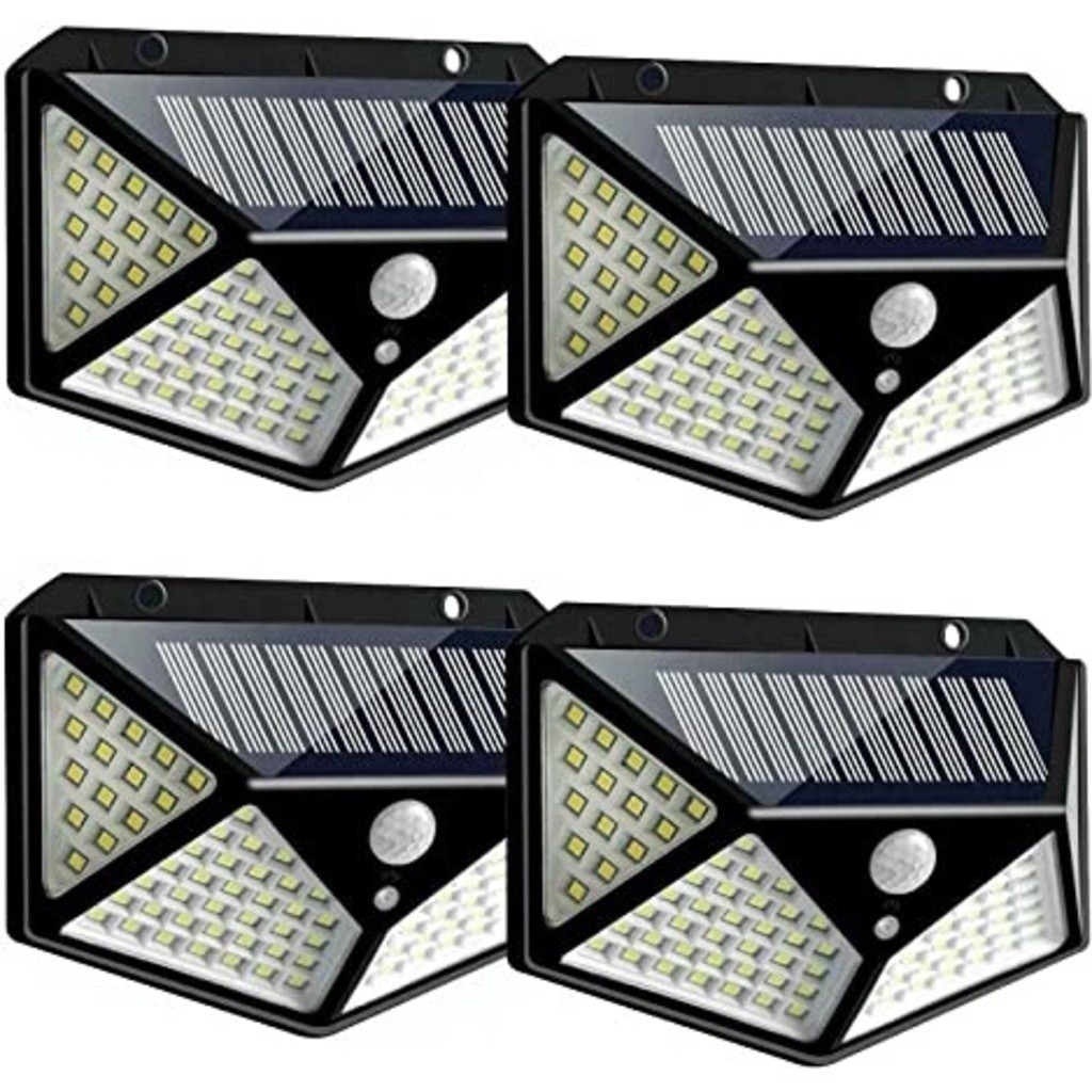 2 LumináRia Solar 100 Led Com Sensor Jardim Prova D'água