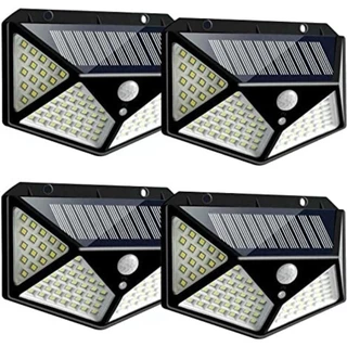 2 LumináRia Solar 100 Led Com Sensor Jardim Prova D'água