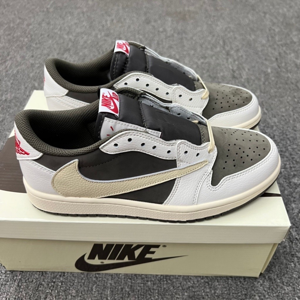 Travis Scott co-marca cáqui branco marrom invertido tênis casual masculino e feminino