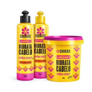 Kit Shampoo, Condicionador 300mL e Máscara 450g Hidrata Cabelo Chikas