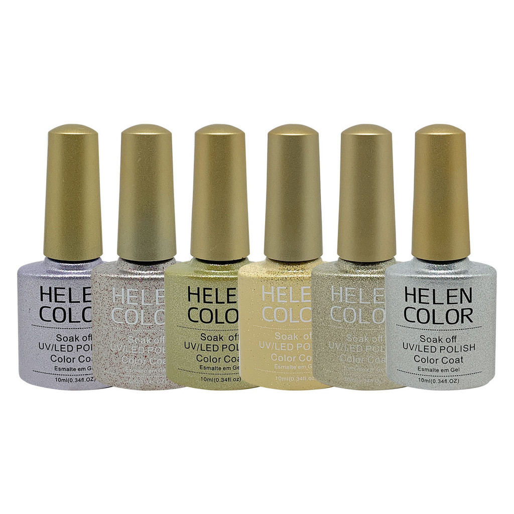 Esmalte em gel Glitter Esmaltação em gel Kit com 6 cores HC | Shopee Brasil