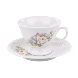 Xícara Chá Com Pires 200ml Porcelana Schmidt - Dec. Eterna E351