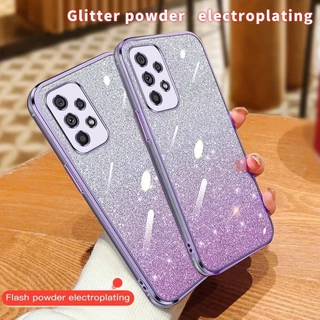 Capa Luxuosa Glitter Para Samsung Galaxy M55 M54 M34 M14 A11 A31 A51 A71 A12 A22 A32 A52 A72 S24 S23 Ultra Plus S23 FE Gradiente Revestimento Macio Feminino Traseira