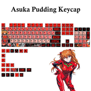 EVA-02 Asuka Langley Soryu Pudding Keycap 125 Chaves Perfil SAX Transmissão De Luz Em Quatro Lados Teclado Mecânico De Sublimação De Tinta PBT Creative Cool EVANGELION Teclas De Jogo