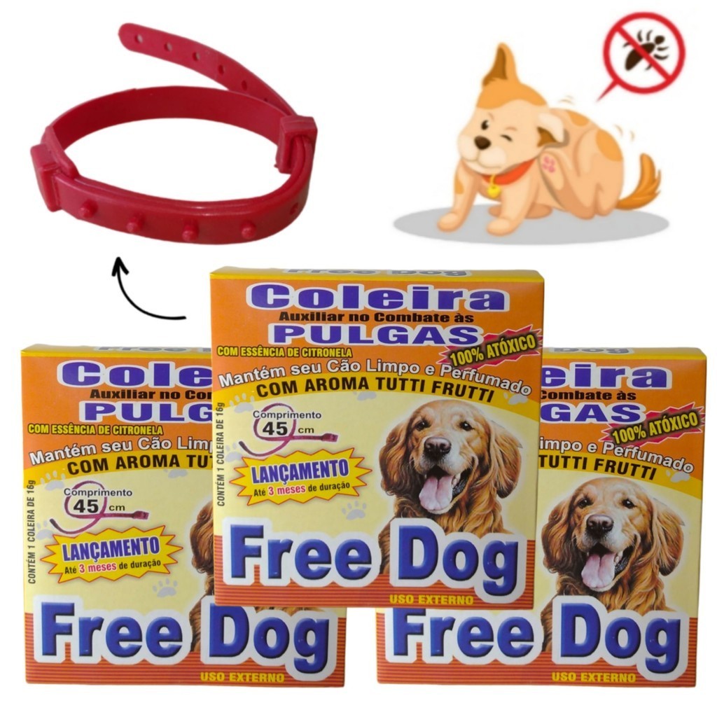 Kit3 Coleira Pulga Carrapato Cachorro Gato Pet