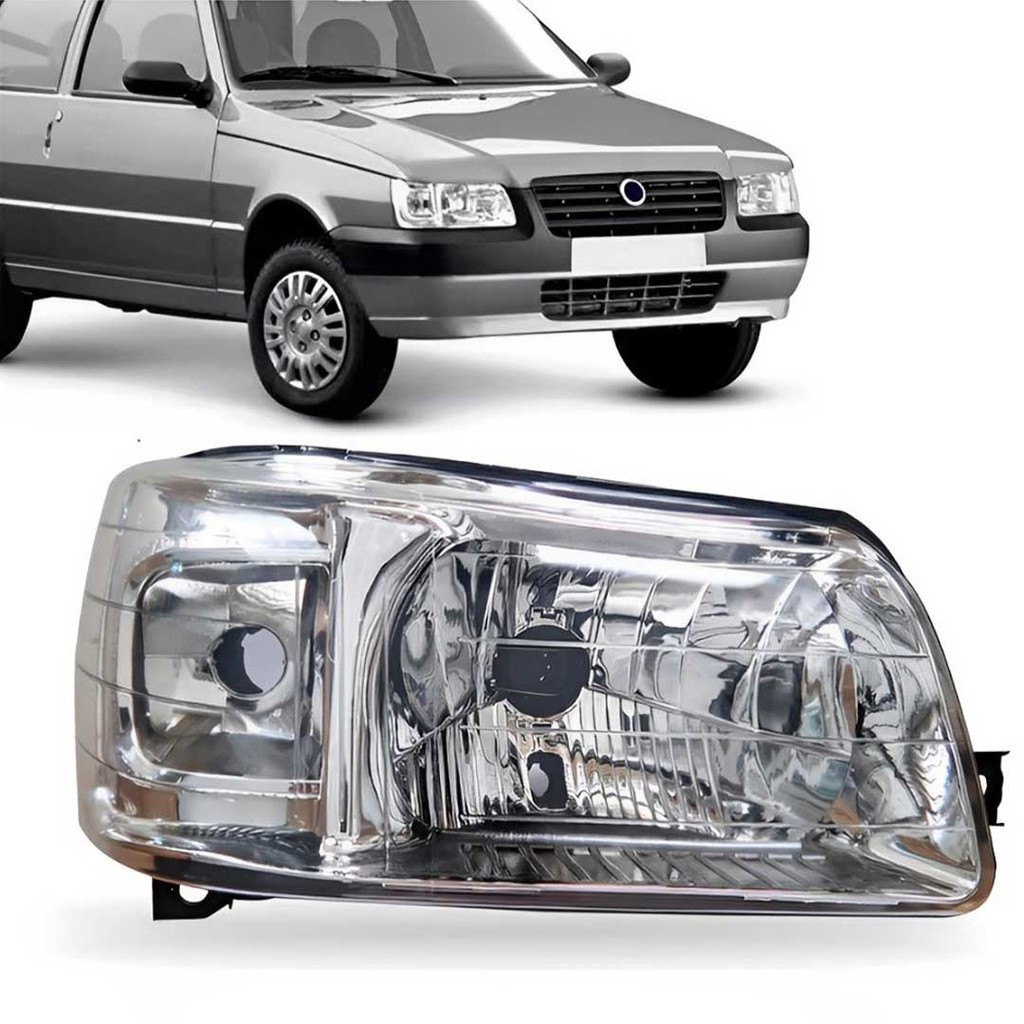 Farol Fiat Uno Mille Fire Economy Fiorino Cromado 2004/2012 | Shopee Brasil