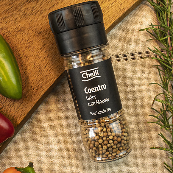 Coentro em grãos com Moedor Chelli 27g | Shopee Brasil