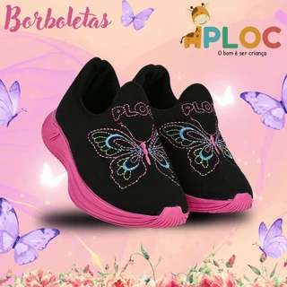 Tênis infantil Menina Ploc Borboletas Jogging Anatômico em Oferta na Shopee