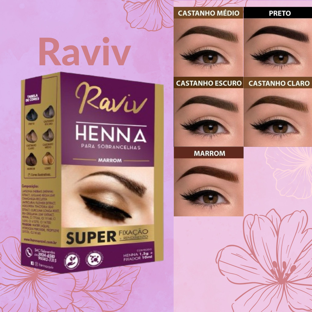 Henna de Sobrancelha Profissional Raviv 1.5g 10ml | Shopee Brasil
