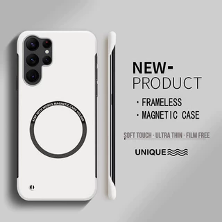 Ultra Fino Duro PC Magnético Sem Moldura Caso De Telefone Para Samsung Galaxy S25 S24 S23 S22 S21 S20 FE Plus Fosco Capa