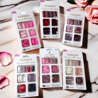 Cartela com 96 Unhas Postiças Variadas Versatilidade para Todos os Looks e Ocasiões