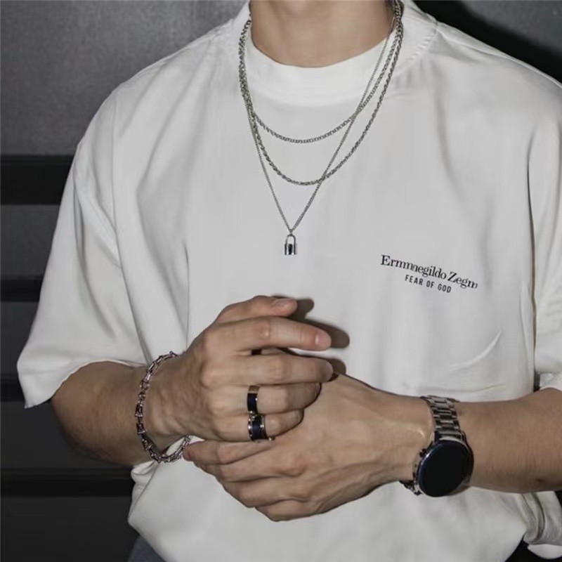 FEAR OF GOD FOG X ZEGNA letter joint manga curta casal maré camiseta casual