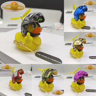 Pato Amarelo Com Capacete Para Motocicletas Luzes Dedo Decoração Do Guidão Da Bicicleta Taco No Carro Acessórios