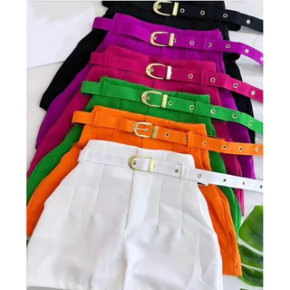 short feminino alfaiataria com cinto estiloso tendência promoção 2024 com bolsos