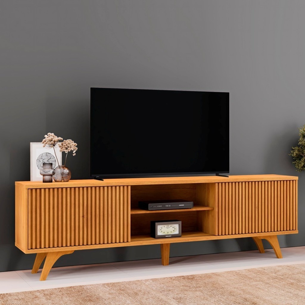 Rack para Tv até 75 Polegadas 2 Portas de Correr 180cm Gaia Naturalle ...