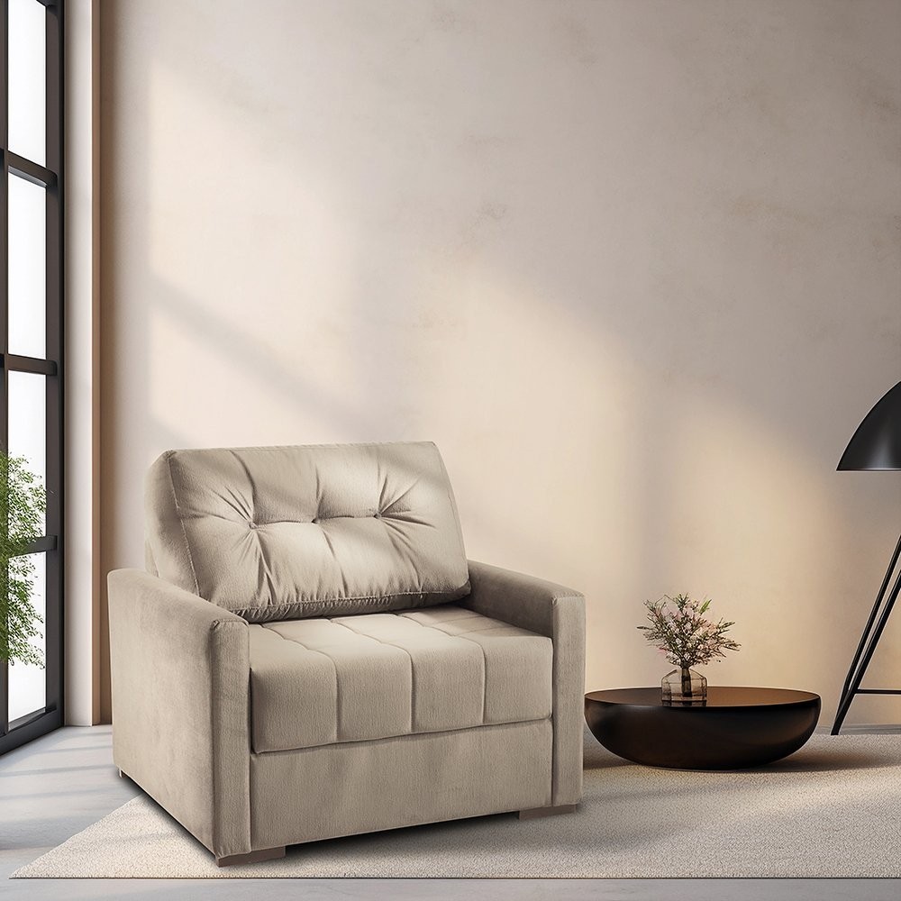 Sofá Cama Murilo Solteiro 100cm Tecido Linho