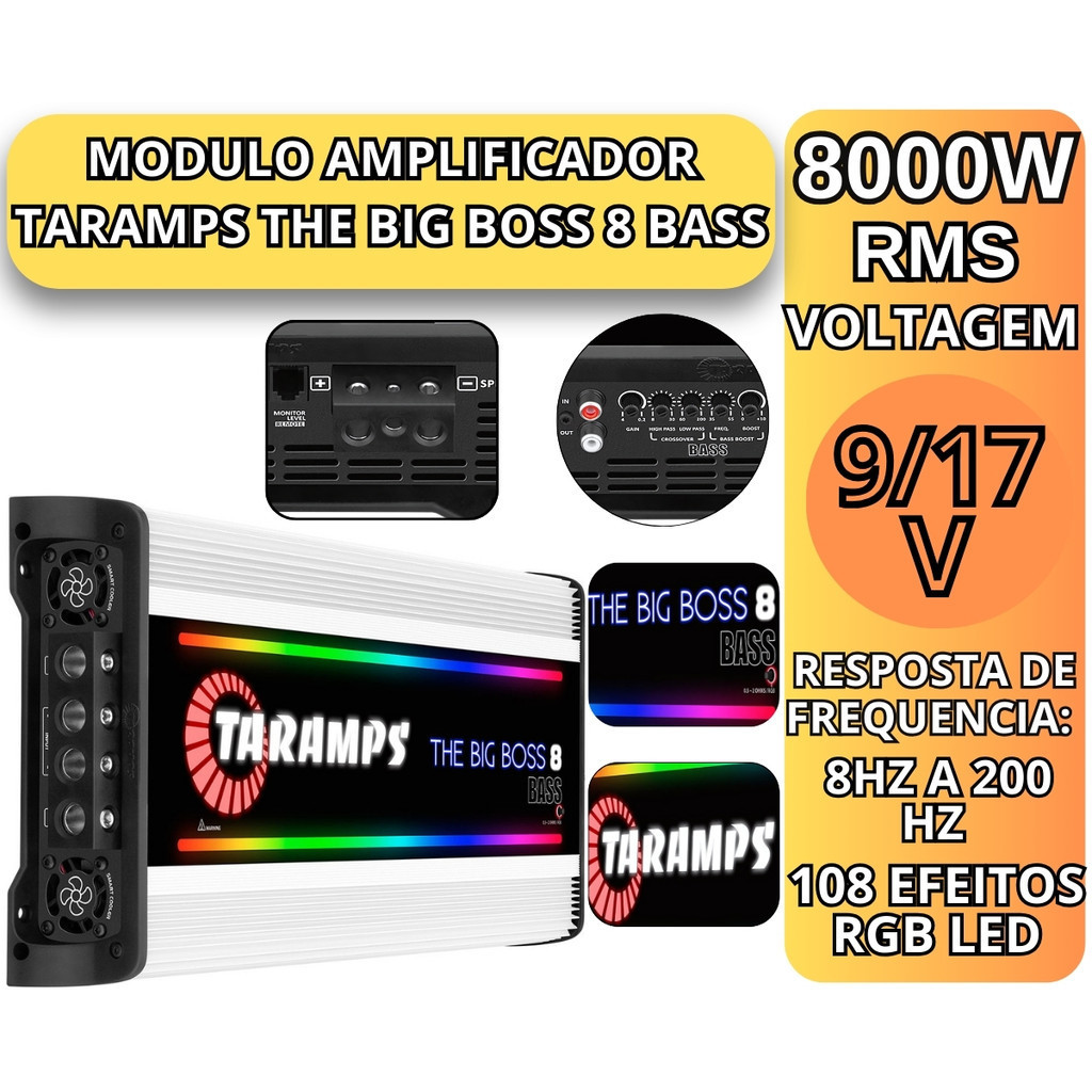 Módulo Amplificador Taramps The Big Boss 8 Bass 8000 Watts Branco