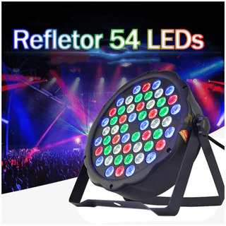 Canhão Refletor Led Par 64 Rgbw 54 Leds DMX Strobo Auto Som Balada Festa Show DJ MAster Slave