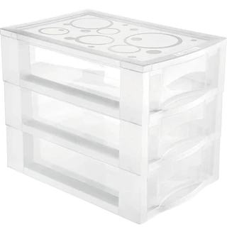 Mini Gaveteiro Para Organizar Transparente 3 Gavetas Maquiagens Jóias Escritório Ordene