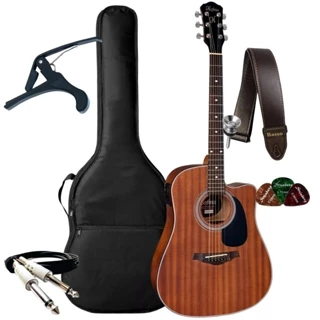 Kit Violao Hofma Eletrico Hmf250 Stnt Folk + Acessórios