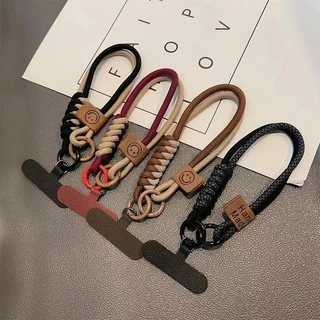 Britânico Estilo Único Contraste Cor Trançado de Algodão Trançado Corda de Telefone Móvel Lanyard Pingente Curto Portátil Antiderrapante Link de Telefone Móvel Forte