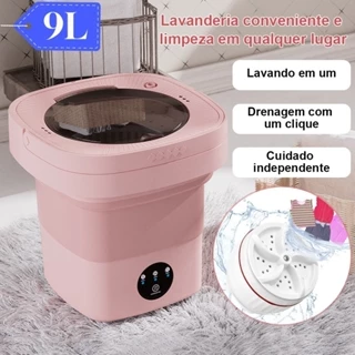 9L Mini máquina de lavar roupa dobrável portátil máquina de lavar automática roupa interior de viagem Esterilização por luz azul Com porta de injeção de água
