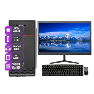 Computador Completo Mancer, Intel Core i5, 16GB De Ram, SSD 240GB, Monitor 19, Kit teclado e mouse + Adaptador WI-FI