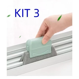 Kit 3 Escova Espátula De Limpeza Multiuso Limpa Trilhos Janelas Praticidade