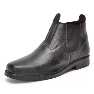 Bota Botina Masculina De Couro Legítimo e Solado Antiderrapante, Botina Calce Fácil Para o Dia a Dia