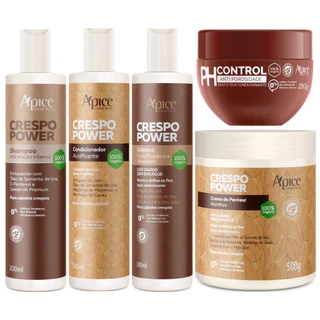 Kit Apse Crespo Power Anti Porosidade Tratamento Capilar Completo 5 Produtos Ph Control Vegano
