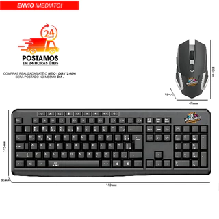 Kit Teclado E Mouse Sem Fio Wireless 2.4ghz 3200dpi Óptico