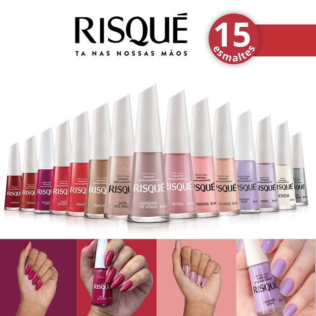 Kit 15 Esmaltes RISQUE Diversos Tons Rosa, Nude, Vermelho Atacado ...