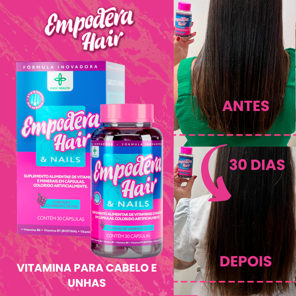 Vitamina Crescimento Cabelo Unhas Anti Queda - 30 Capsulas 1 Mês ...