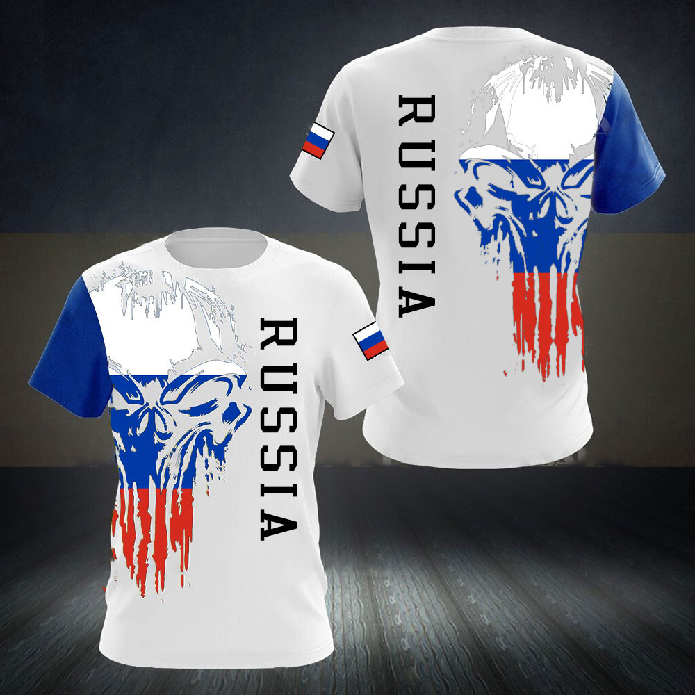 2024 Rússia Harajuku Camisetas Masculinas Bandeira Russa Impressão Manga Curta Roupas Oversized T Camisa Streetwear ​ To
