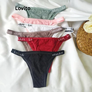 Lovito Calcinha Casual De Renda Lisa Para Mulheres LNL50056