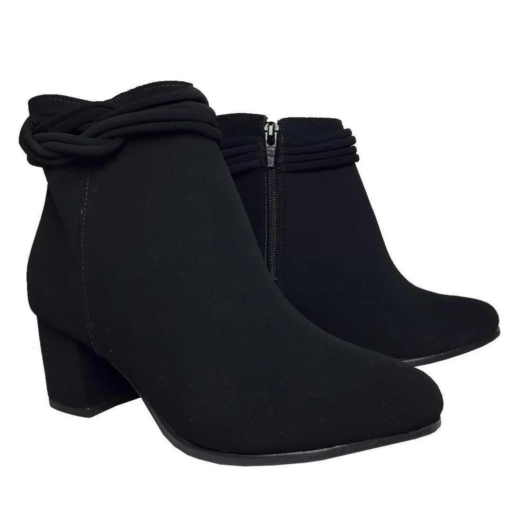 Bota feminina Villa Rosa Cano Médio Salto Quadrado