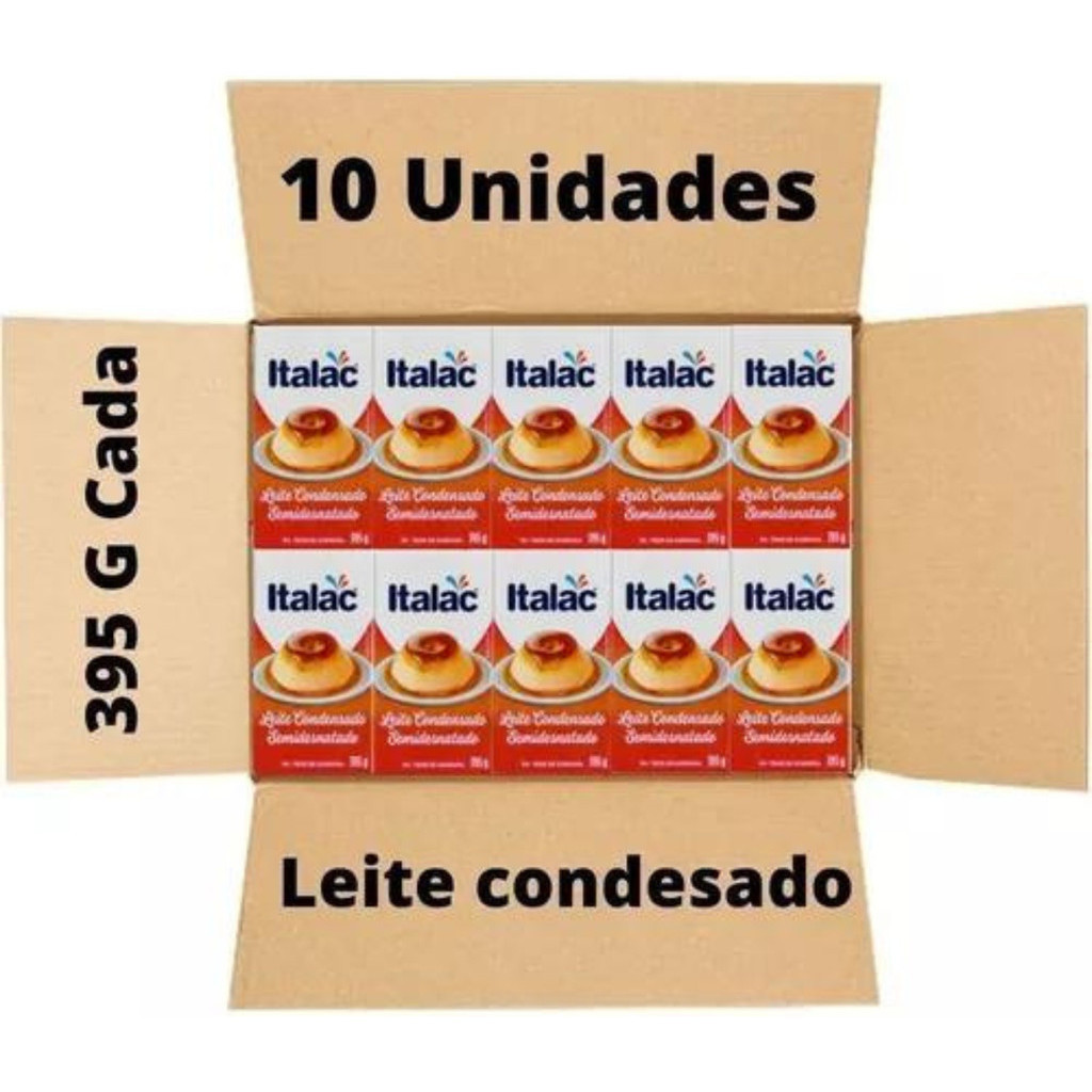Comb 10 Caixa Leite Condensado Italac Pudim Doces Bolos 395g | Shopee ...