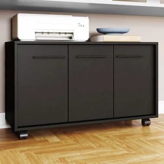 Armário para Escritório 3 Portas 1 Prateleira Preto 270 - Pnr Móveis